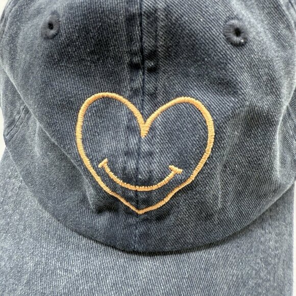 Cinq à Sept Denim Hat Women's Heart Smiley Face Cap Blue Dad Hat OS NWOT Comfy - Picture 4 of 8